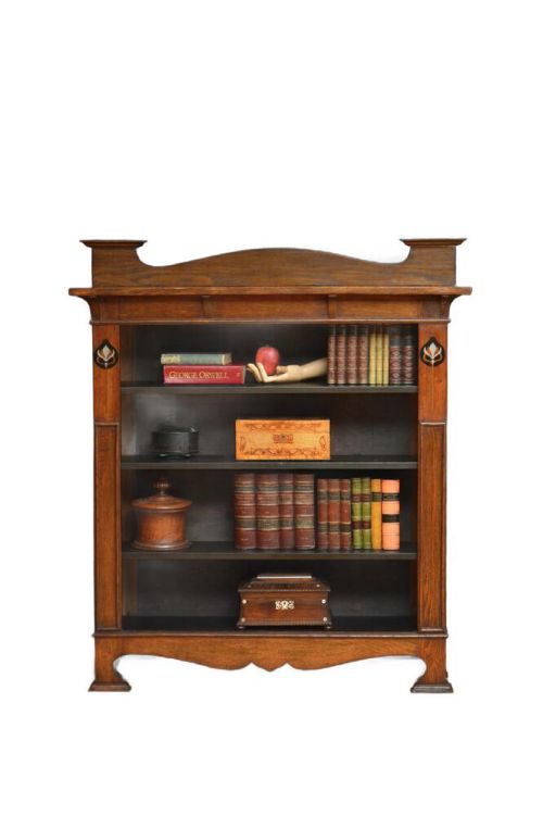 Arts and Crafts Solid Oak Open Bookcase C1900