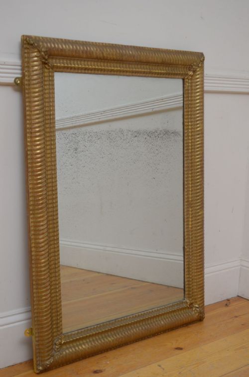 ANTIQUE 19TH CENTURY FRENCH GILDED MIRROR H100CM - ADDITIONAL PHOTO 9