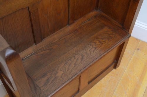 GOTHIC REVIVAL OAK HALL BENCH - ADDITIONAL PHOTO 7