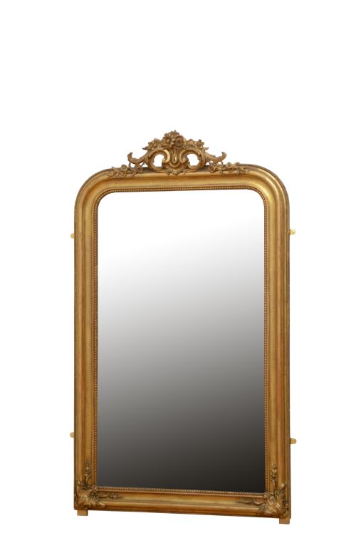 Antique French Giltwood Console Table Mirror H167cm