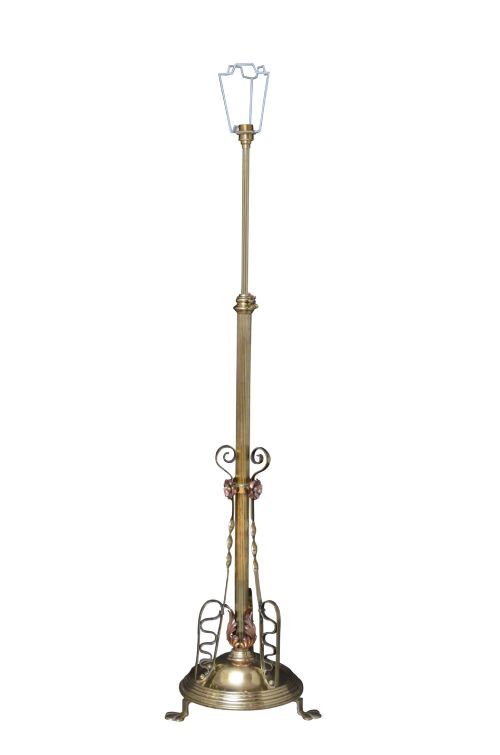 ART NOUVEAU BRASS FLOOR STANDARD LAMP HEIGHT ADJUSTABLE - ADDITIONAL PHOTO 3
