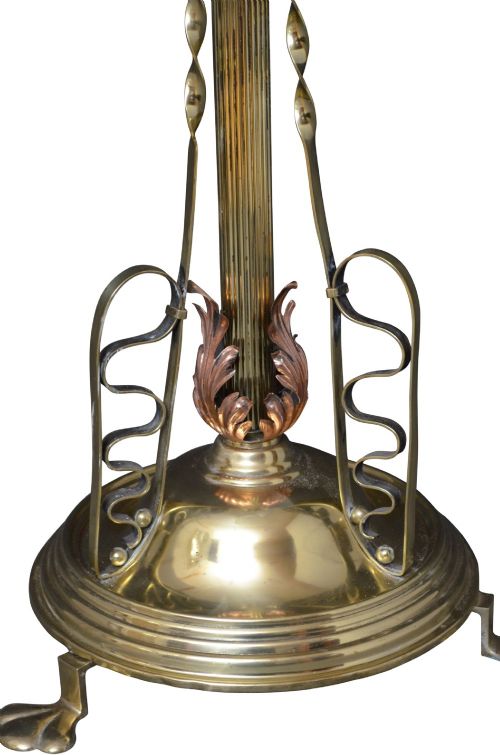 ART NOUVEAU BRASS FLOOR STANDARD LAMP HEIGHT ADJUSTABLE - ADDITIONAL PHOTO 7