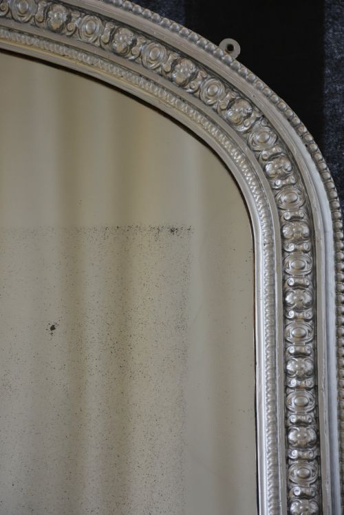ANTIQUE VICTORIAN SILVER OVERMANTEL MIRROR H123CM - ADDITIONAL PHOTO 4