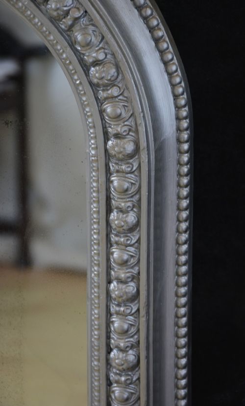 ANTIQUE VICTORIAN SILVER OVERMANTEL MIRROR H123CM - ADDITIONAL PHOTO 7