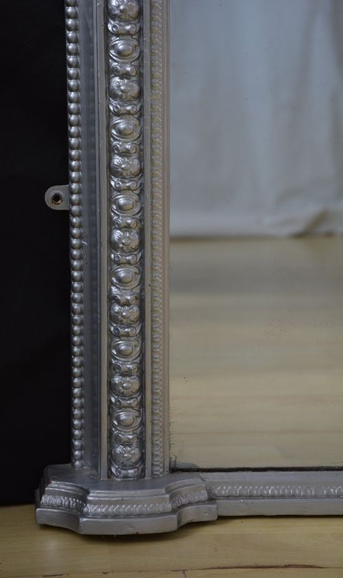 ANTIQUE VICTORIAN SILVER OVERMANTEL MIRROR H123CM - ADDITIONAL PHOTO 9
