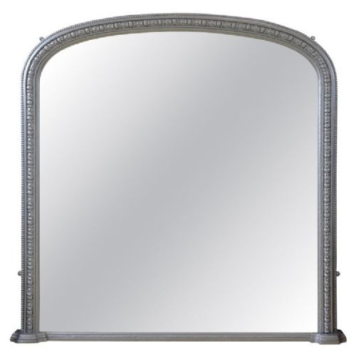 ANTIQUE VICTORIAN SILVER OVERMANTEL MIRROR H123CM