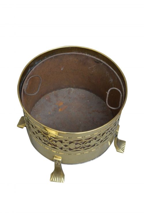 BRASS LOG BUCKER COAL BIN OR PLANTER - ADDITIONAL PHOTO 3