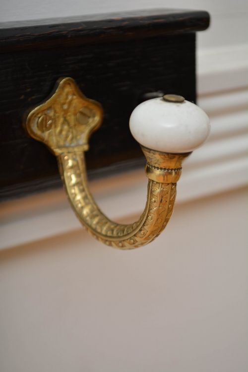 VICTORIAN COAT RACK WITH BRASS HOOKS EBONISED COAT HOOKS - ADDITIONAL PHOTO 5