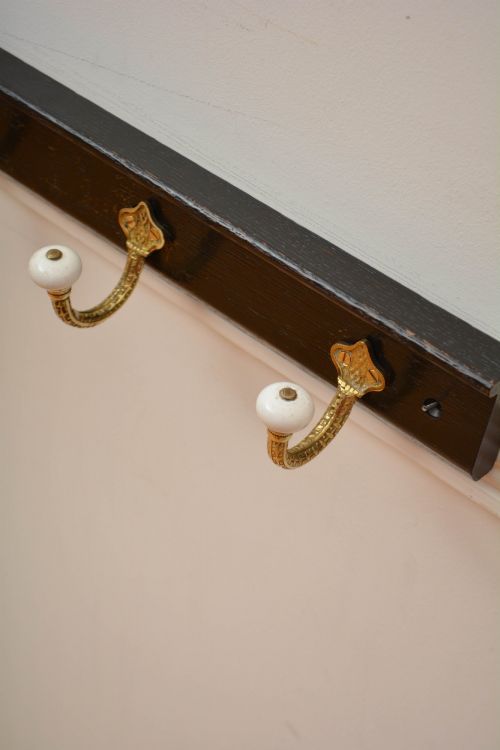 VICTORIAN COAT RACK WITH BRASS HOOKS EBONISED COAT HOOKS - ADDITIONAL PHOTO 13