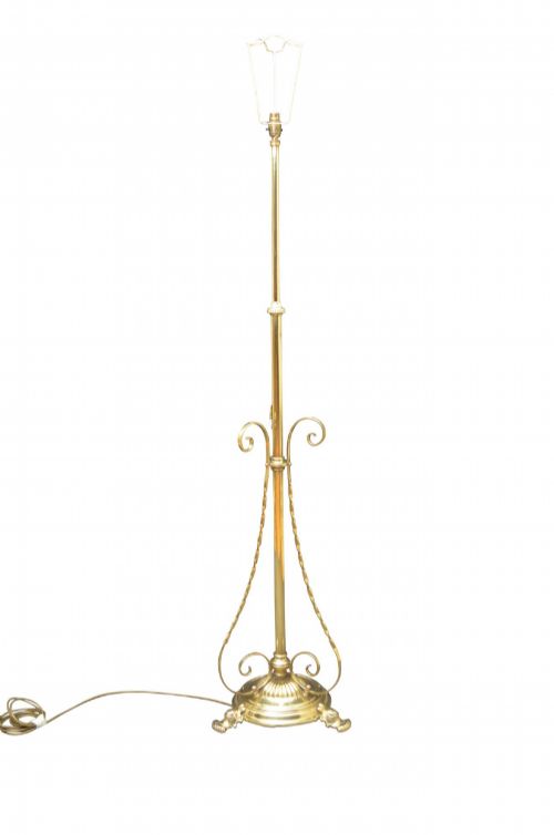 ARTS AND CRAFTS BRASS TELESCOPIC LAMP WITH SHADE HEIGHT ADJUSTABLE RESTORED - ADDITIONAL PHOTO 8