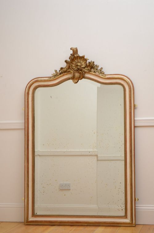 GILDED CHATEAU WALL MIRROR WITH CREST H157CM RESTORED - ADDITIONAL PHOTO 1
