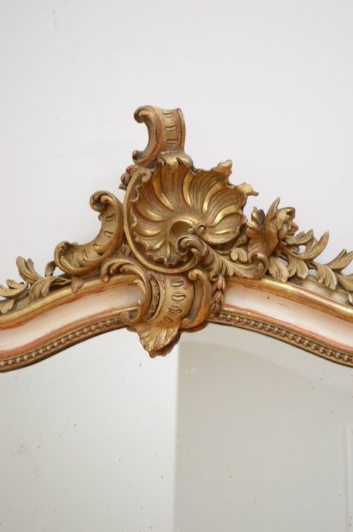 GILDED CHATEAU WALL MIRROR WITH CREST H157CM RESTORED - ADDITIONAL PHOTO 5