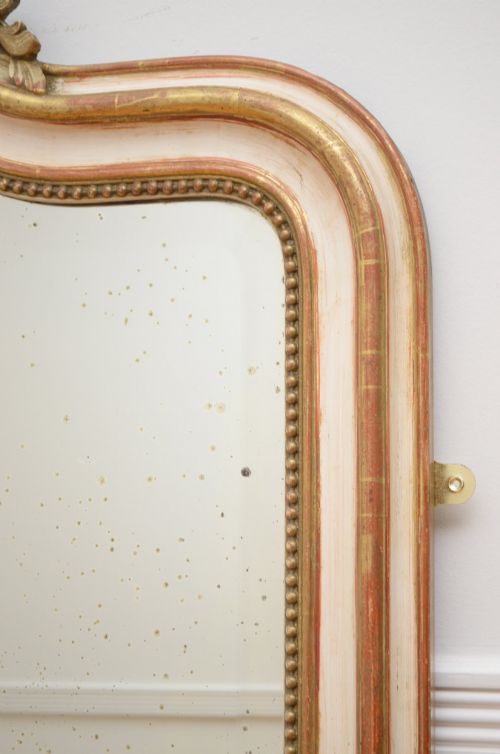 GILDED CHATEAU WALL MIRROR WITH CREST H157CM RESTORED - ADDITIONAL PHOTO 9