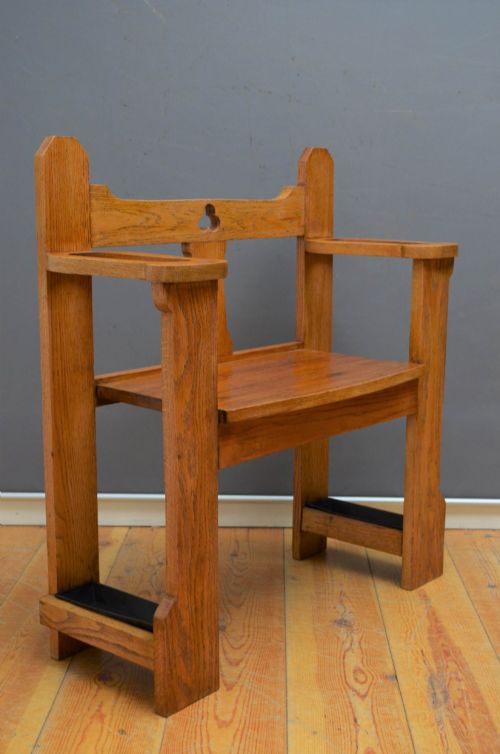 RESTORED OAK ARTS AND CRAFTS HALL BENCH SEAT - ADDITIONAL PHOTO 1