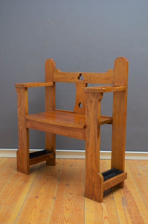 RESTORED OAK ARTS AND CRAFTS HALL BENCH SEAT - ADDITIONAL PHOTO 2