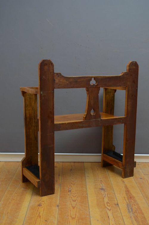 RESTORED OAK ARTS AND CRAFTS HALL BENCH SEAT - ADDITIONAL PHOTO 3