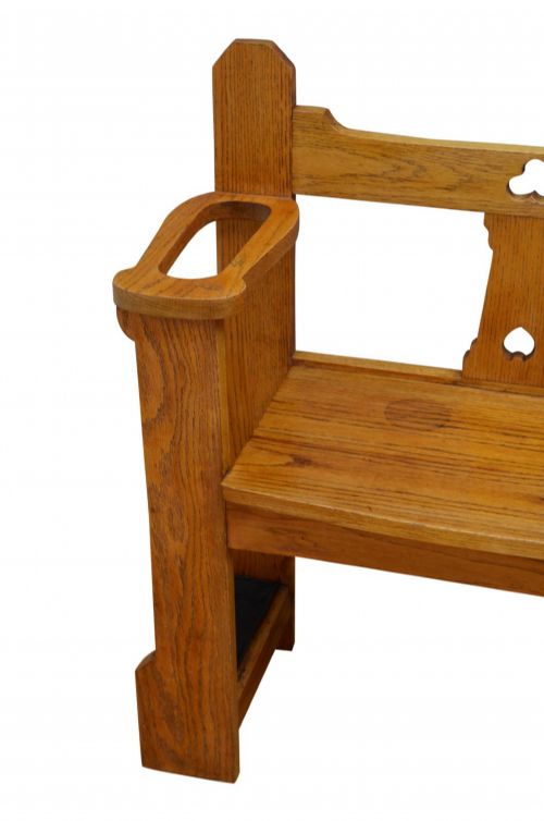 RESTORED OAK ARTS AND CRAFTS HALL BENCH SEAT - ADDITIONAL PHOTO 4