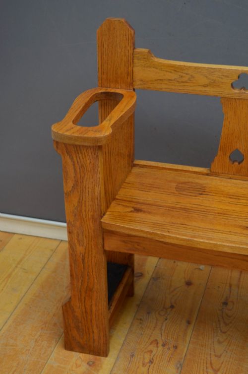 RESTORED OAK ARTS AND CRAFTS HALL BENCH SEAT - ADDITIONAL PHOTO 6