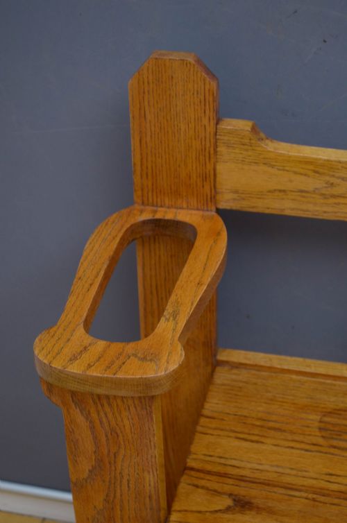 RESTORED OAK ARTS AND CRAFTS HALL BENCH SEAT - ADDITIONAL PHOTO 7
