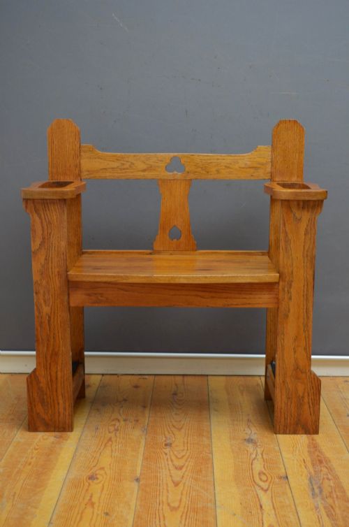 RESTORED OAK ARTS AND CRAFTS HALL BENCH SEAT - ADDITIONAL PHOTO 8