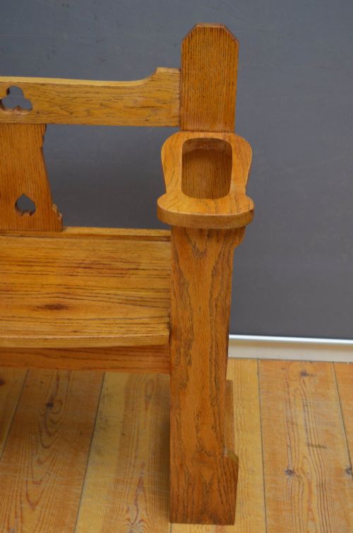 RESTORED OAK ARTS AND CRAFTS HALL BENCH SEAT - ADDITIONAL PHOTO 9