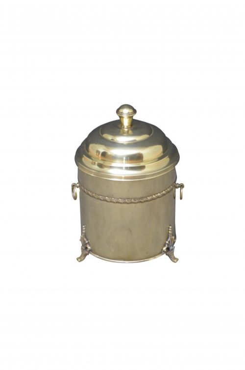 EDWARDIAN BRASS COAL BUCKET OR PLANTER WITH A LINER