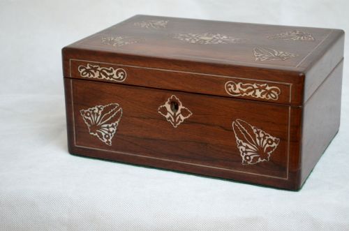 RESTORED VICTORIAN ROSEWOOD JEWELLERY BOX WITH TRAY - ADDITIONAL PHOTO 9