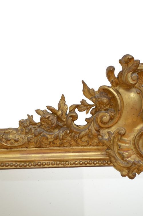 ANTIQUE CRESTED GILTWOOD MIRROR WITH ORIGINAL GLASS H151CM - ADDITIONAL PHOTO 2