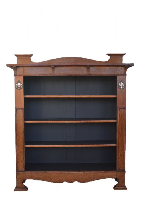ARTS AND CRAFTS SOLID OAK OPEN BOOKCASE WITH HEIGHT ADJUSTABLE SHELVES - ADDITIONAL PHOTO 1