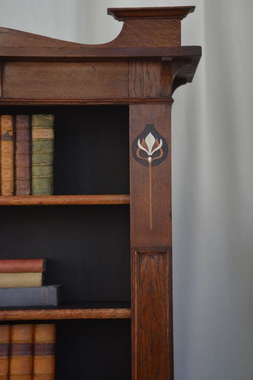 ARTS AND CRAFTS SOLID OAK OPEN BOOKCASE WITH HEIGHT ADJUSTABLE SHELVES - ADDITIONAL PHOTO 10