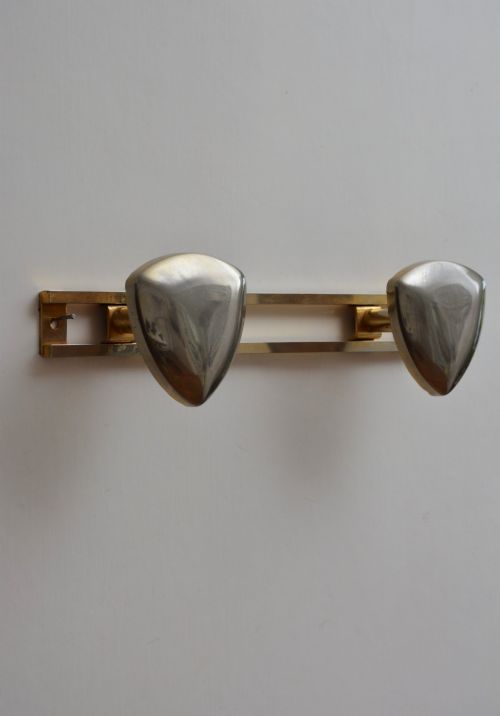 ART DECO COAT HOOKS SHIELD SHAPED GOLD AND SILVER METAL