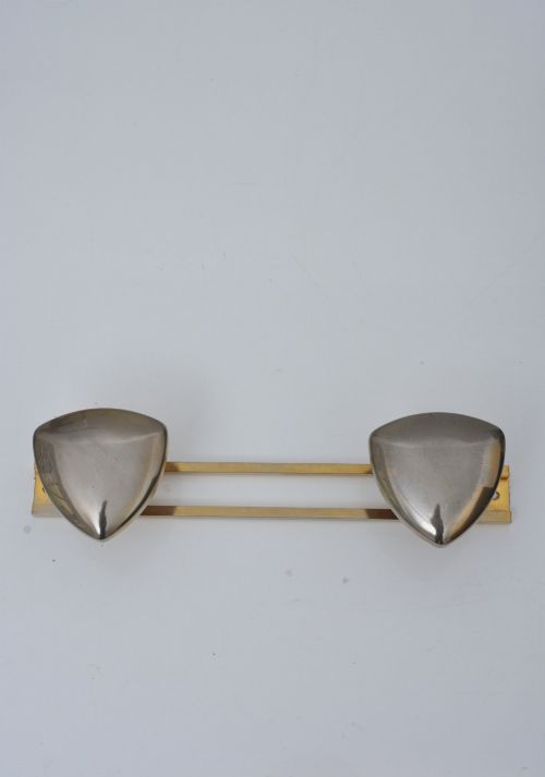 ART DECO COAT HOOKS SHIELD SHAPED GOLD AND SILVER METAL - ADDITIONAL PHOTO 9