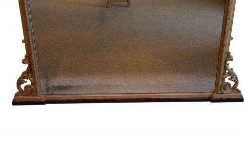 LARGE ANTIQUE ARCHED AND GILDED WALL MIRROR OVERMANTLE MIRROR H170CM RESTORED - ADDITIONAL PHOTO 12