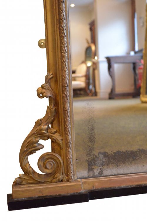 LARGE ANTIQUE ARCHED AND GILDED WALL MIRROR OVERMANTLE MIRROR H170CM RESTORED - ADDITIONAL PHOTO 13