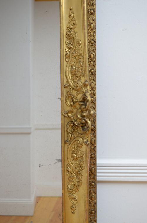 ANTIQUE GILDED LEANER MIRROR FLOOR STANDING MIRROR RESTORED AND IN GOOD CONDITION H207CM - ADDITIONAL PHOTO 14