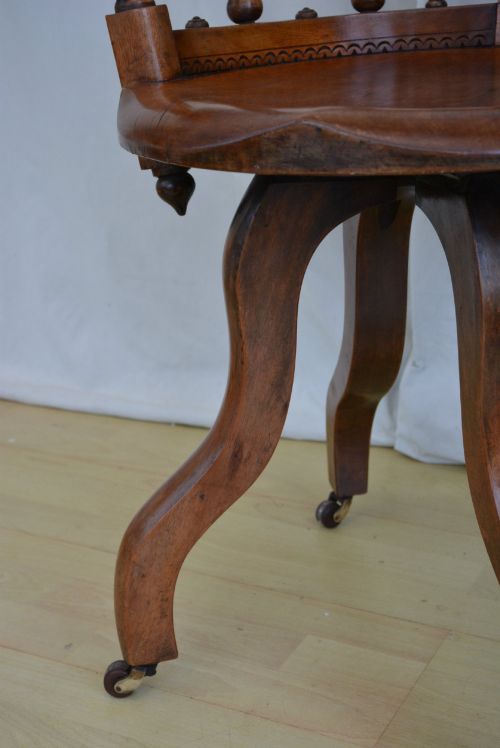 AESTHETIC MOVEMENT WALNUT SWIVELLING OFFICE CHAIR IN GOOD CONDITION - ADDITIONAL PHOTO 5