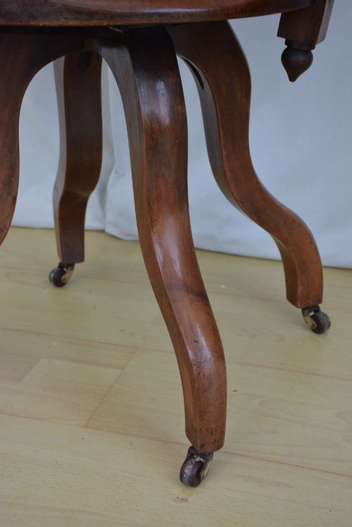 AESTHETIC MOVEMENT WALNUT SWIVELLING OFFICE CHAIR IN GOOD CONDITION - ADDITIONAL PHOTO 6