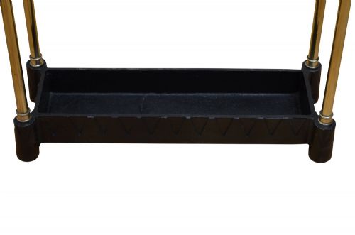 NARROW BRASS UMBRELLA STAND WITH DOG TOOTH BASE - ADDITIONAL PHOTO 1