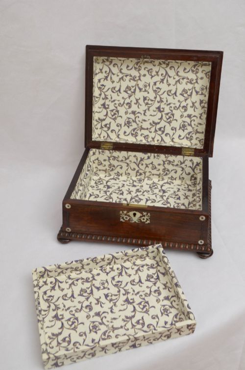 SARCOPHAGUS ANTIQUE JEWELLERY BOX WITH A TRAY