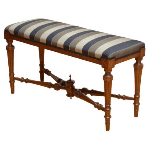 VICTORIAN WALNUT WINDOW SEAT DUET STOOL - ADDITIONAL PHOTO 2