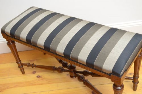 VICTORIAN WALNUT WINDOW SEAT DUET STOOL - ADDITIONAL PHOTO 6