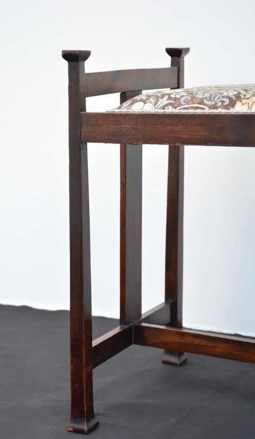 ANTIQUE ARTS CRAFTS STOOL DRESSING TABLE STOOL - ADDITIONAL PHOTO 3