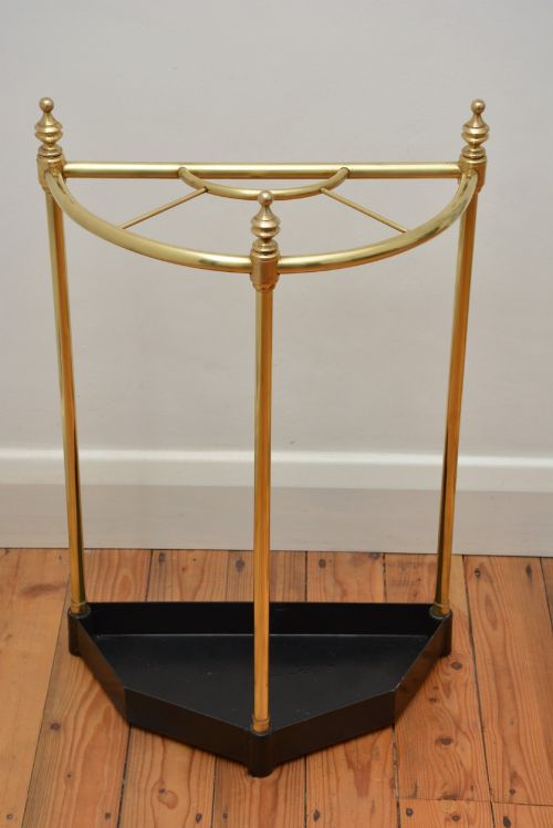 UNUSUAL BRASS UMBRELLA STAND DEMI LUNE