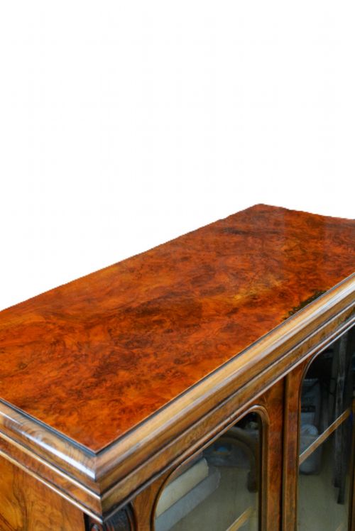 ENGLISH VICTORIAN BOOKCASE IN FIGURED WALNUT GLAZED DOOR - ADDITIONAL PHOTO 5
