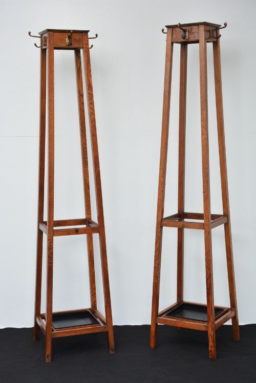 Pair of English Solid Oak Hall Stands C1930