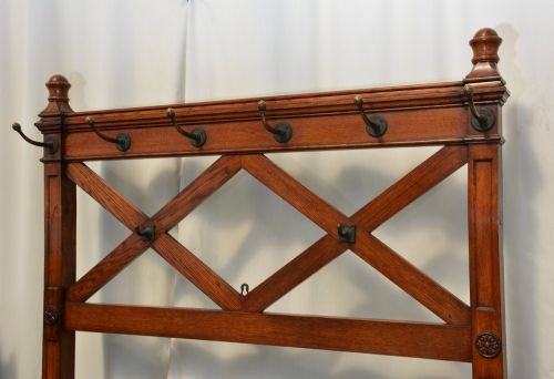 ENGLISH VICTORIAN GOTHIC COAT STAND OAK HALL STAND IN THE MANNER OF PUGIN - ADDITIONAL PHOTO 4