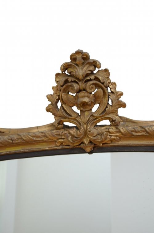 ANTIQUE GILDED OVERMANTEL MIRROR ARCHED WALL MIRROR H155CM - ADDITIONAL PHOTO 5