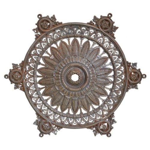 ANTIQUE VICTORIAN CAST IRON CEILING ROSE WITH FEATHER AND IVY DECORATION