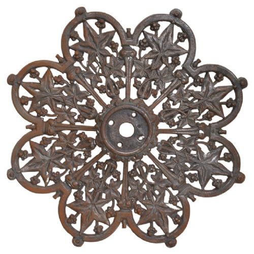 ANTIQUE VICTORIAN CAST IRON CEILING ROSE IVY LEAF DESIGN