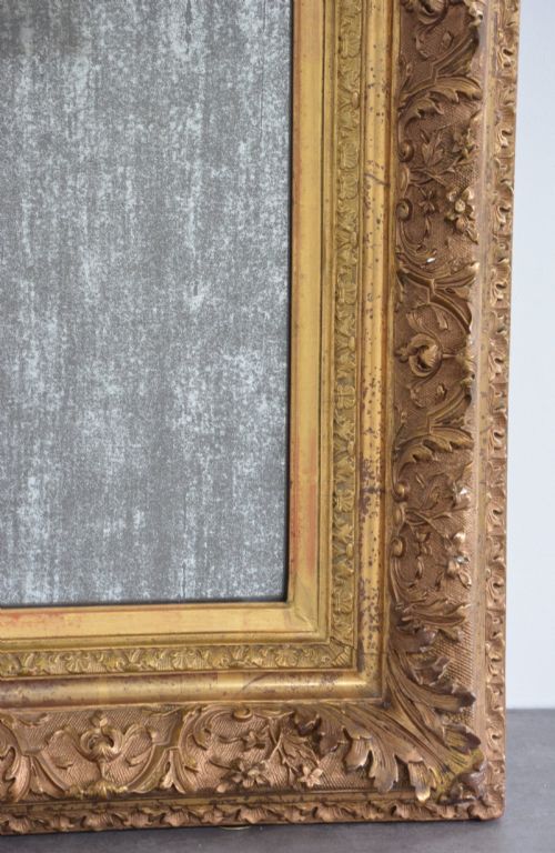 ANTIQUE GILTWOOD WALL MIRROR WITH FOXED GLASS RESTORED 90X79CM - ADDITIONAL PHOTO 7